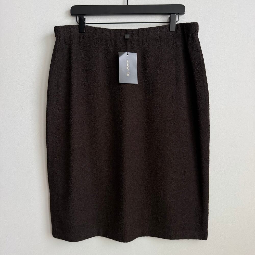 NEW St. John Collection Wool Blend Skirt in Mahogany Brown Size 16